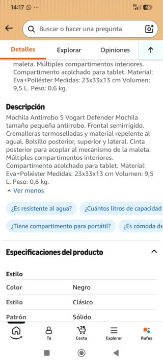 Mochila Antirrobo Vogart Defender Negra