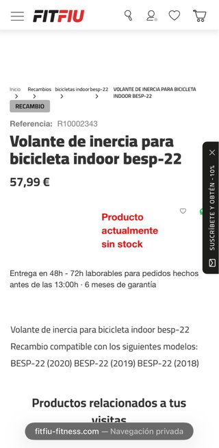 Bicicleta Estática Fit Fiu para Piezas