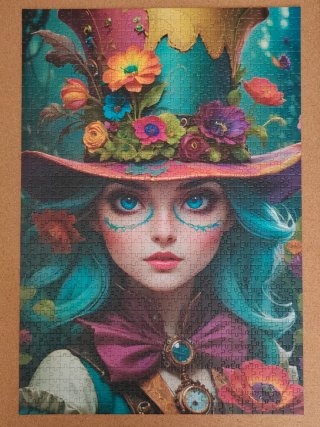 Puzzle Bluebird lady with a hat
