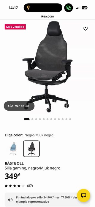 Silla de oficina y gamer IKEA Bastboll