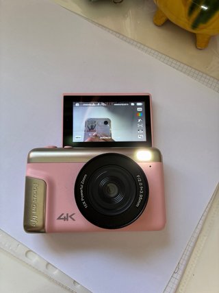 Cámara Digital 4K Rosa y Dorada
