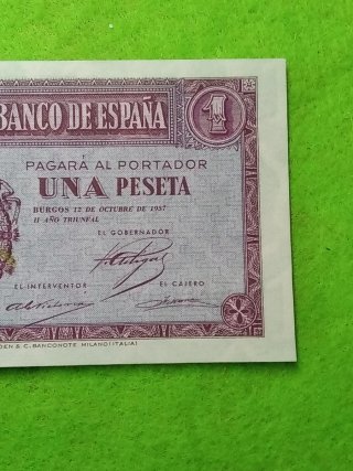 Billete 1 Peseta Banco de España 1937 excelente es