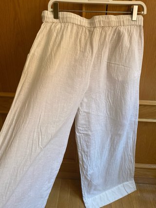 Pantalón ancho M algodón lino Énfasis