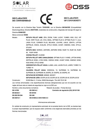 Estufa de Pellets EOSS Odesia Wind 2020 en blanco