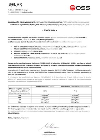 Estufa de Pellets EOSS Odesia Wind 2020 en blanco