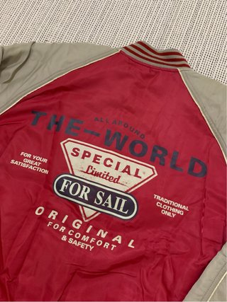 Chaqueta universitaria vintage roja y beige