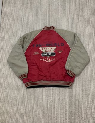 Chaqueta universitaria vintage roja y beige
