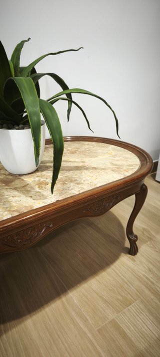 Mesa de centro mármol y madera clásica