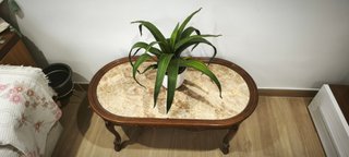 Mesa de centro mármol y madera clásica