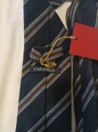 Corbata Caramelo Rayas Azul y Marrón