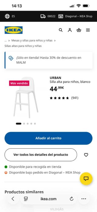 Silla infantil blanca de plástico
