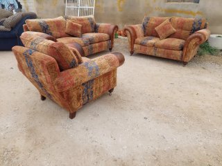 Sofá y sillón tela y piel