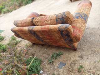 Sofá y sillón tela y piel