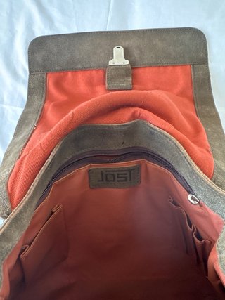 Bolso de serraje marrón y gris
