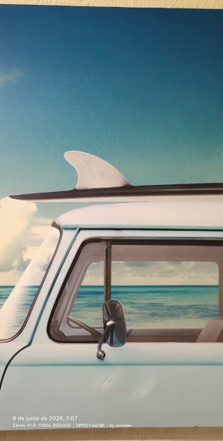 Cuadro Grande Lienzo Vintage Playa - Furgoneta VW