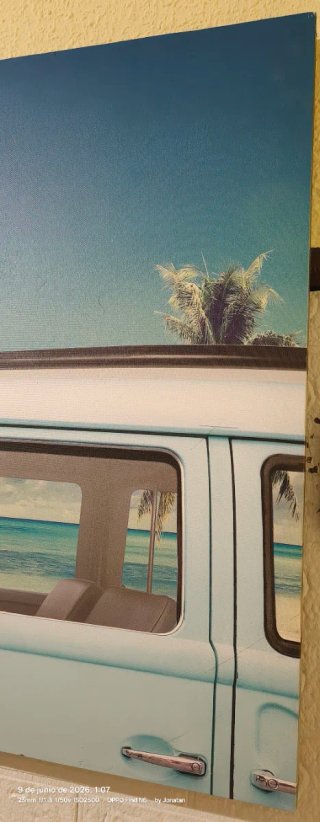 Cuadro Grande Lienzo Vintage Playa - Furgoneta VW