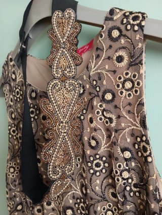 Vestido fiesta K. FASHION Beige/Marrón Talla S