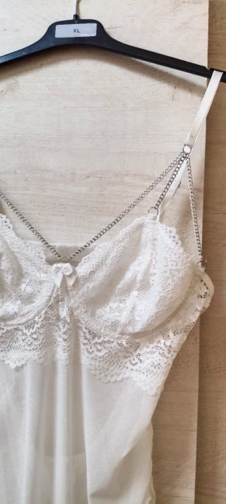 Lencería blanca encaje cadena XL