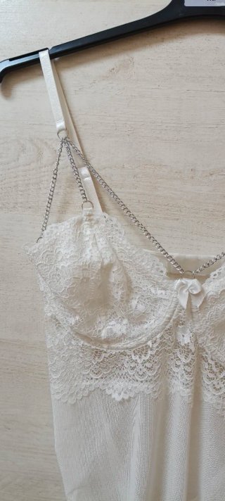Lencería blanca encaje cadena XL