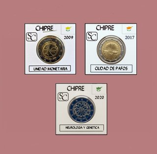 LOTE DE 3 MONEDAS DE 2€ CONMEMORATIVAS DE CHIPRE