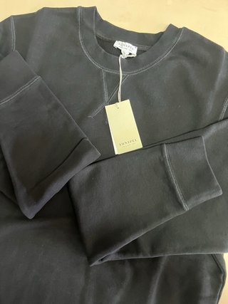 Sunspel Sweatshirt Loopback Preto Tamanho L