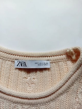 Camiseta Zara manga corta crema algodón