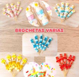 Bolsas, brochetas y detalles en chuches.