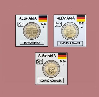 LOTE DE 3 MONEDAS DE 2€ CONMEMORATIVAS DE ALEMANIA