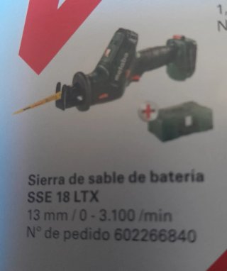 Sierra de sable Metabo 18V LiHD con cargador y bat