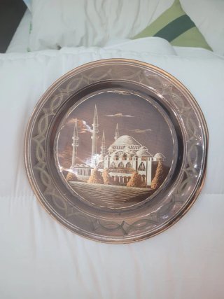 Plato decorativo de cobre con mezquita
