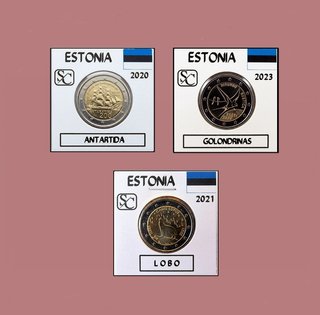 LOTE DE 3 MONEDAS DE 2€ CONMEMORATIVAS DE ESTONIA