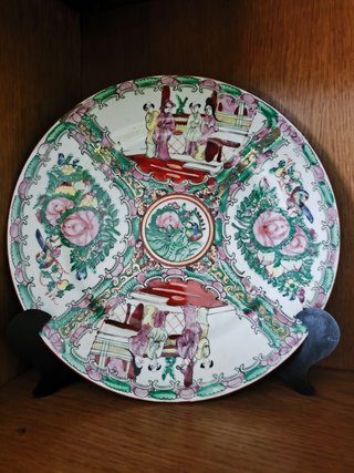 Lote 2 Platos Decorativos Porcelana Estilo Chino