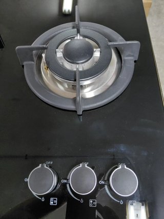Encimera de gas negra cristal 3 fuegos