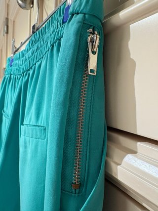 Pantalón casual mujer color verde azulado