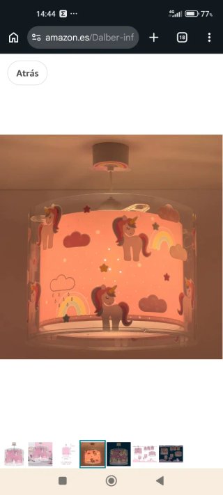 Lámpara de techo Dalber unicornios rosa