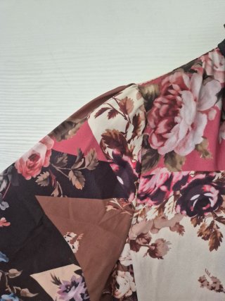 Abito Charget midi floreale patchwork maniche 3/4