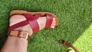 Sandalias Massimo Dutti Piel Marrón/Rojo