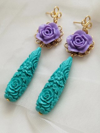 Pendientes Flamenca/Fiesta Morado y Turquesa