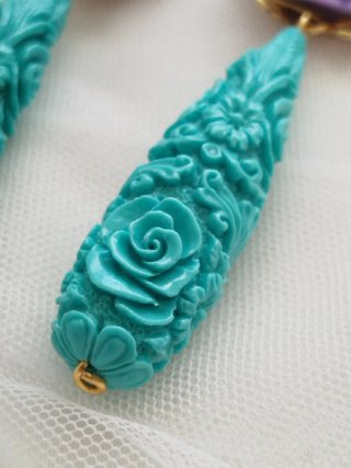 Pendientes Flamenca/Fiesta Morado y Turquesa