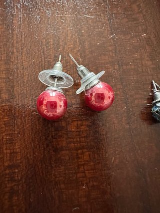 Set 5 paia orecchini rossi e argento