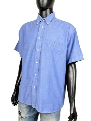 Lacoste Camicia Uomo XXXL Taglia 43 Oxford Azzurra