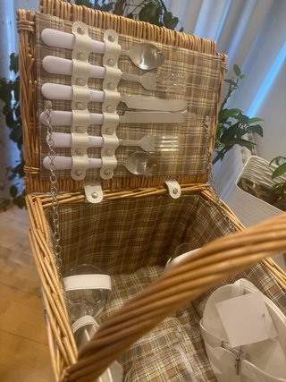 Cesta de picnic, acampada camping, de mimbre NUEVA