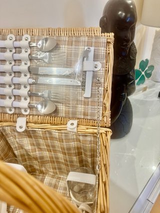 Cesta de picnic, acampada camping, de mimbre NUEVA