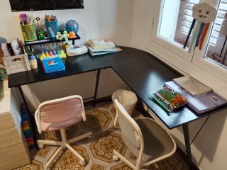 Escritorio esquinero negro madera