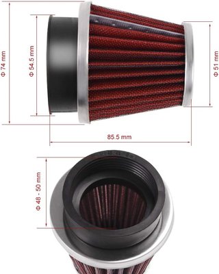 Evermotor filtro aire doble capa acero