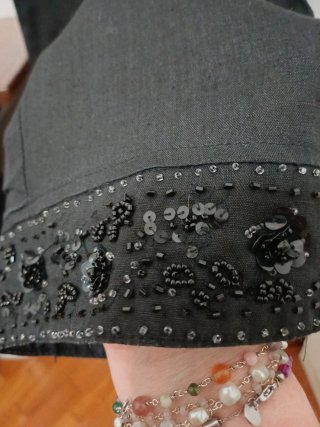Pantaloni cropped lino nero