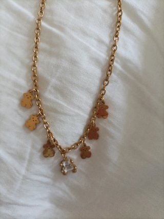 Collar dorado con ositos y circonita