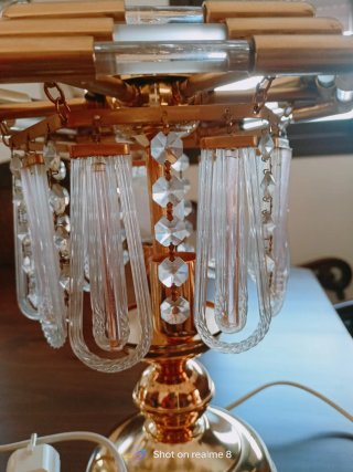2 Lampade da Comodino Dorate in Cristallo