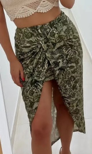 Falda verde estampada talla única