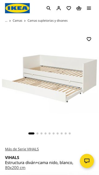 Diván con cama nido blanca, IKEA.